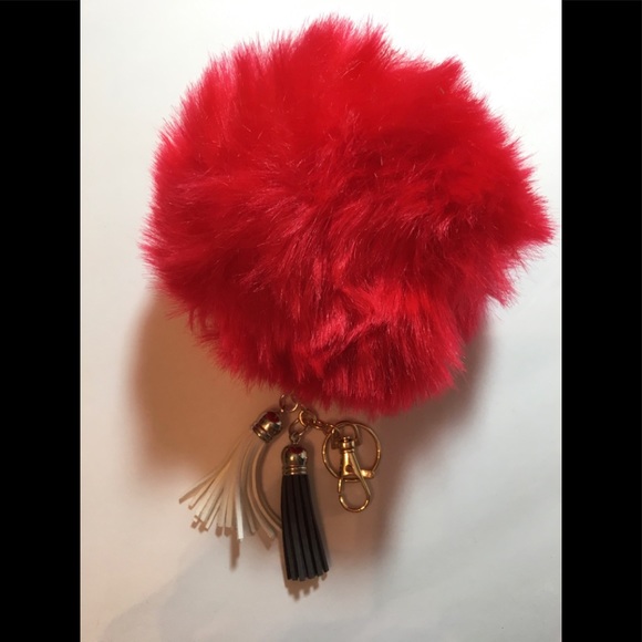 Accessories - Red 5in Pom Pom Key Chain